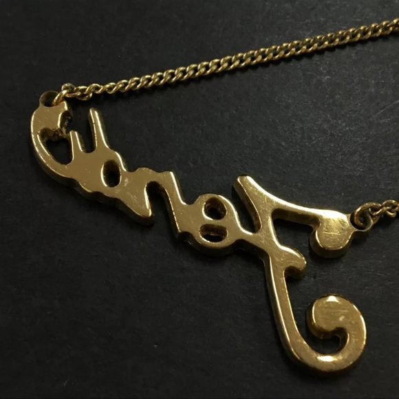 AUTH Fendi Logo Gold Tone Pendant Necklace - Picture 6 of 7